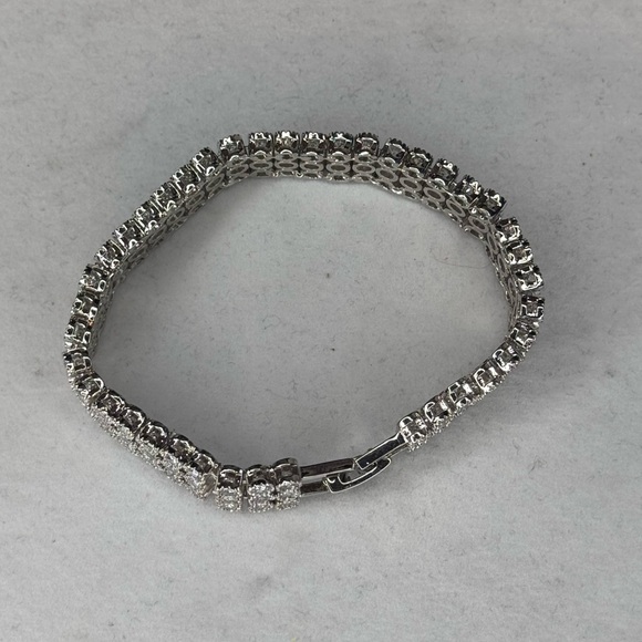 Triple Row Clear Crystal Tennis Bracelet Made With Swarovski Crystals - Picture 10 of 12